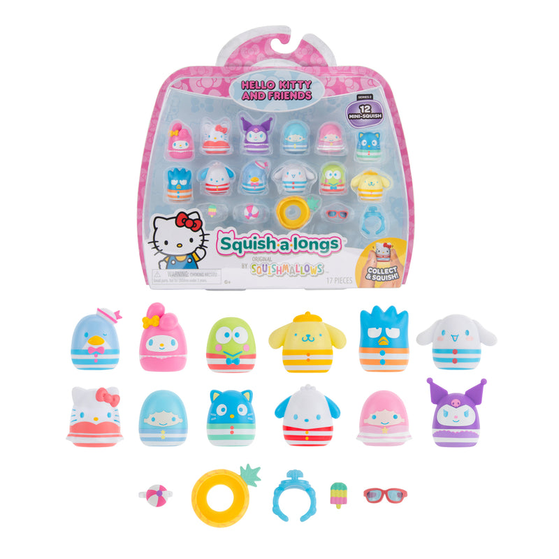 ¡Haz una gran entrada con los Squish-a-longs de Hello Kitty y sus Amigos Fiesta en la Piscina!