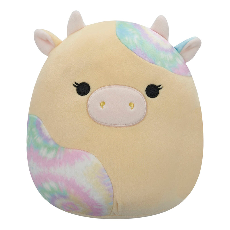 Rina, la vaca amarilla de 12 pulgadas con manchas de tie-dye