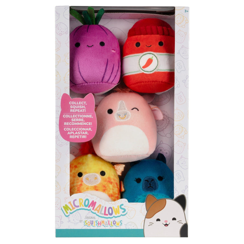 Juego de 5 Micromallows - Howland Toro, Dieric Dragón, Azizbek Cebolla, Cyril Capybara, Illia Sriracha