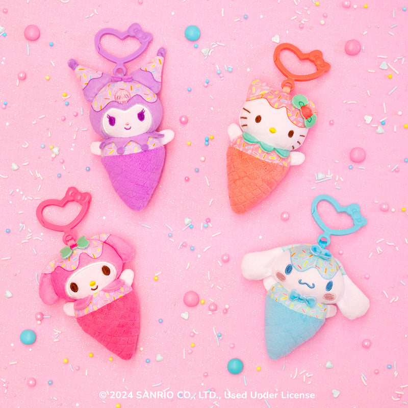 Juguete de peluche con clip de helado con 4 piezas de Hello Kitty y amigos