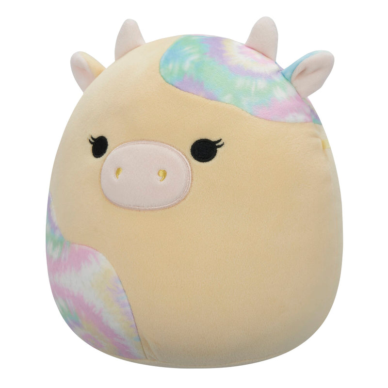 Rina, la vaca amarilla de 12 pulgadas con manchas de tie-dye