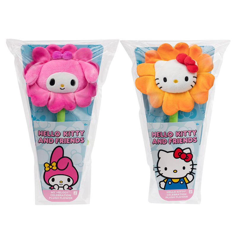 ¡Hola Kitty y Amigos 2-Pack de Flores de Peluche de 14 pulgadas - Hola Kitty y My Melody