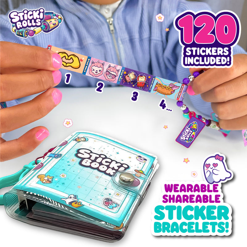 Sticki Rolls Sticki Book - Pulsera de Pegatinas Portátil y Compartible + Libro de Colección