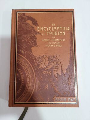 An Encyclopedia of Tolkien by David Day Leather Bound Hardback Hobbits Lord Ring-image