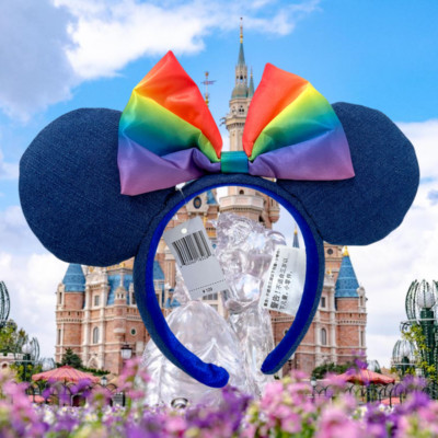 Disney-Parks Minnie Mouse Pride Rainbow Bow Ears Headband Christmas XMAS Rare-image