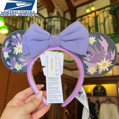 Disney Parks French Lavender Floral Spring Flower Minnie Mouse Ears Headband-image