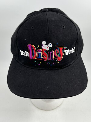 Vintage New Never Worn Walt Disney World Baseball Hat Black Adult SnapBack-image