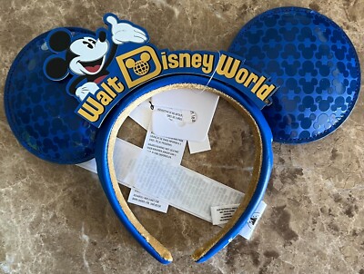 Disney Parks WDW Walt World Retro Blue Making Magic Mickey Mouse Ears Headband-image