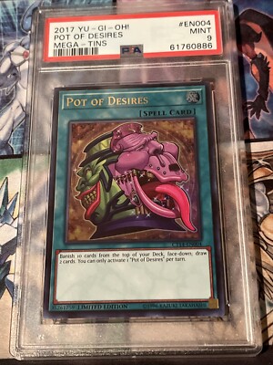 YuGiOh POT OF DESIRES CT14-EN004 ULTRA RARE PSA 9 MINT LIMITED EDITION 2017-image