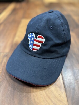Walt Disney World Adult Blue Baseball Cap Red White Blue Flag Mickey Adjustable-image
