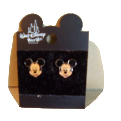 Walt Disney World Mickey Mouse Stud Earrings Silver Backing Cartoon Jewelry NEW-image