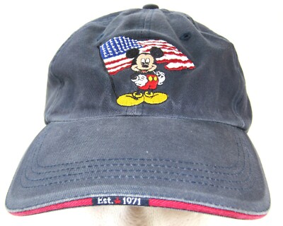 Vintage 1971, Walt Disney World 100% Cotton Mickey Mouse Hook & Loop Ball Cap.-image