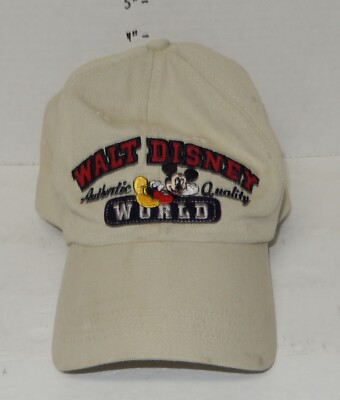Walt Disney World WDW Adjustable One Size Fits all Souvenir Hat Cap Tan Red blue-image