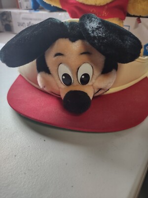 Vintage Mickey Mouse Walt Disney World Visor 1960s Red Yellow Hat RARE-image