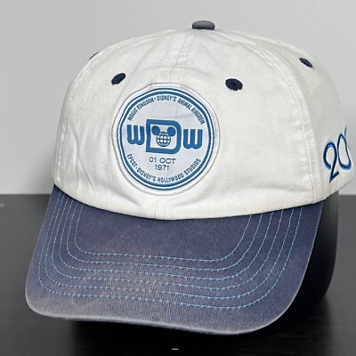 Walt Disney World 2019 Hat Cap Adjustable White/Blue *Distressed & Discolored-image