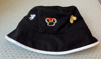 NWT Vintage Rare WALT DISNEY WORLD Mickey Mouse Black Bucket Hat Cap Embroidered-image