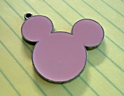 Walt Disney World Bubble gum Pink enamel Mickey or Minnie mouse head pendant-image