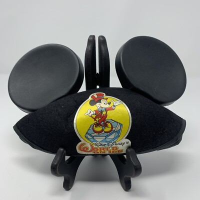 Vintage 1989 Walt Disney World on Ice Mickey Mouse Wool Blend Black Ears Hat-image