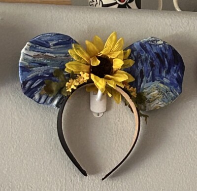 Minnie Mickey Mouse Ears headband Disney Van Gogh Starry Night HANDMADE-image
