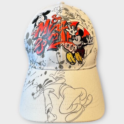Walt Disney World Parks Mickey Mouse Graffiti Cap Hat Adult *Rare* Pluto Goofy-image