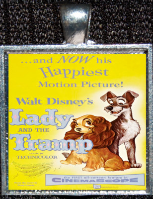 Lady & the Tramp Movie Poster Disneyland Disney WDW Silver Pendant Necklace-image