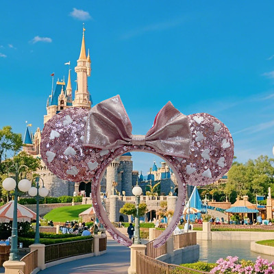 Genuine Authentic Disneys Pink Bow Minnie Mouse Ears Sequin Headband (Mickey)-image