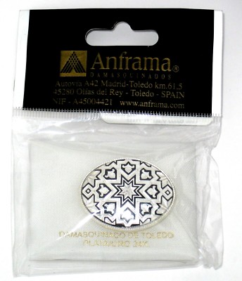 Disney Authentic Arribas Bros Anframa✿ Silver Oval Brooch Pin Damasquinado Spain-image