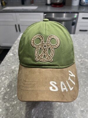 Disney Parks Walt Disney World SALTY Mickey Pretzel Green Beige Adult Cap Hat-image