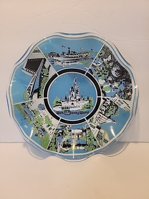 Walt Disney World  Magic Kingdom Souvenir Trinket Tray Candy Dish Glass 7” EUC-image