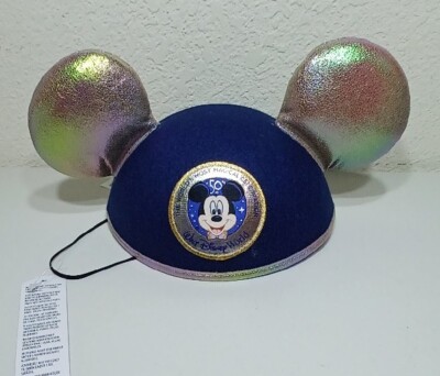 Disney 50th Mickey Mouse Ears Hat Silvery Blue Adult WDW Anniversary -image