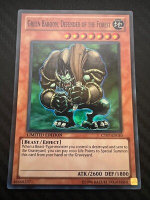 Yugioh Green Baboon, Defender of the Forest CT07-EN010 Super Rare Limited LP-image