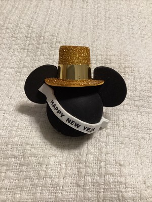 RARE Disney World Happy New Year Antenna Ball Topper Mickey Ears Gold Hat Unused-image