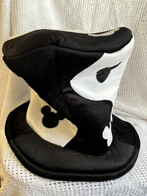 Vintage Walt Disney World MAD HATTER BLACK & WHITE MICKEY MOUSE Hat Some Stains-image