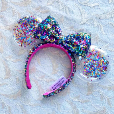 Disney Parks Sparkle Rainbow Star Confetti Sequin Mickey Mouse Ears Headband-image