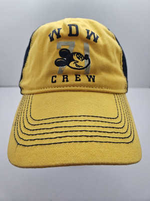 Disney Mickey WDW Walt Disney World Crew Adult Baseball Hat Yellow Blue Cap NWT-image