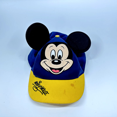Walt Disney World Baseball Cap YOUTH Mickey Mouse Ears Hat Blue Yellow VTG-image