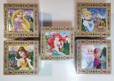 Disney Parks Musical Jewelry Boxes Princesses Lot Of 5 -image