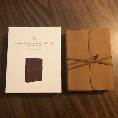 ESV Large Print Journaling Bible  $139.99 Retail - Brown Natural Genuine Leather-image