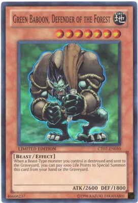 Yu-Gi-Oh Card - CT07-EN010 - GREEN BABOON, DEFENDER OF THE FOREST (super rare)-image