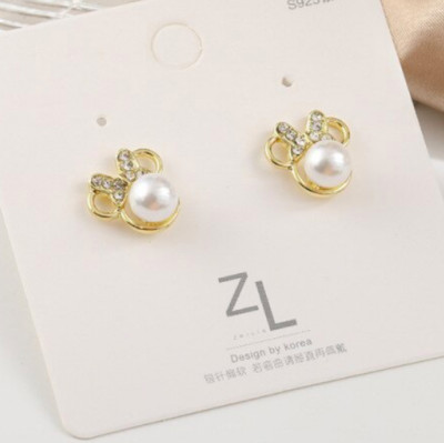 NEW GOLD PLATED MINNIE MOUSE STUD EARRINGS MICKEY JEWELRY WALT DISNEY WORLD-image