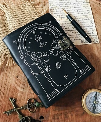 Handmade Vintage Leather Journal Spell Book of Shadows Doors of Durin Notebook-image