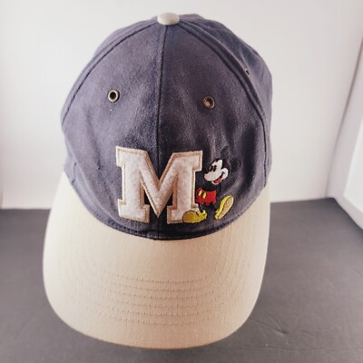 Disney Cap One Size Strap Back Black & Tan Mickey Mouse Walt Disney World 90s-image
