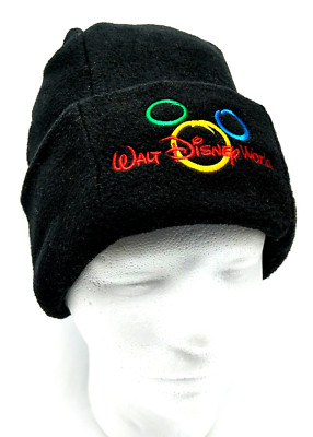 WALT DISNEY WORLD black fleece beanie hat  Adult size. One size fits most.-image