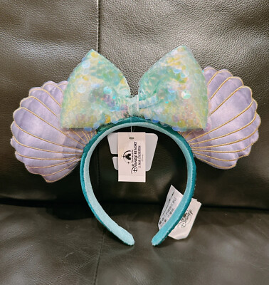 Disney Parks Minnie Ears Limited Party Mermaid Ariel Purple Iridescent Headband-image