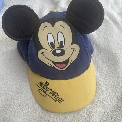 Vintage  Kids Mickey Mouse Hat WDW Mickey Ears Face Signature Blue Yellow Easter-image