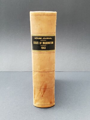 House Journal State Of Washington 1943 Quarter Leather Book WWII Era-image