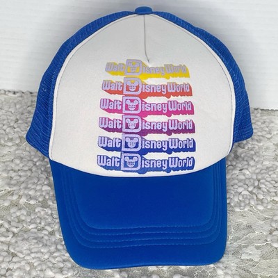 Vintage Walt Disney World Parks Snap Back Trucker Baseball Hat Cap Blue Mesh-image