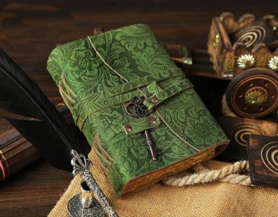 Rustic leather handmade vintage journal sketchbook for drawing and writing-image