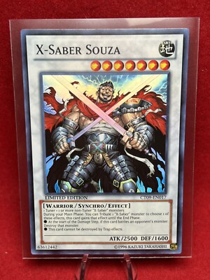 1996 Yugioh Card Limited Edition **X-Saber Souza** CT09-EN017 - Secret Rare Holo-image