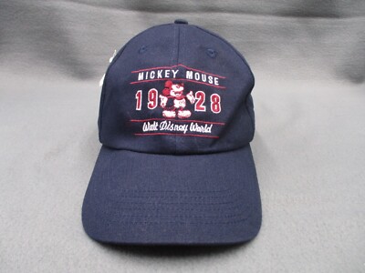 NEW Mickey Mouse Walt Disney World Hat Cap Blue Leather Strap Back 1928-image